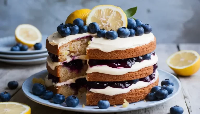 Lemon Blueberry Naked Cake: A Burst of Citrus and Berries !