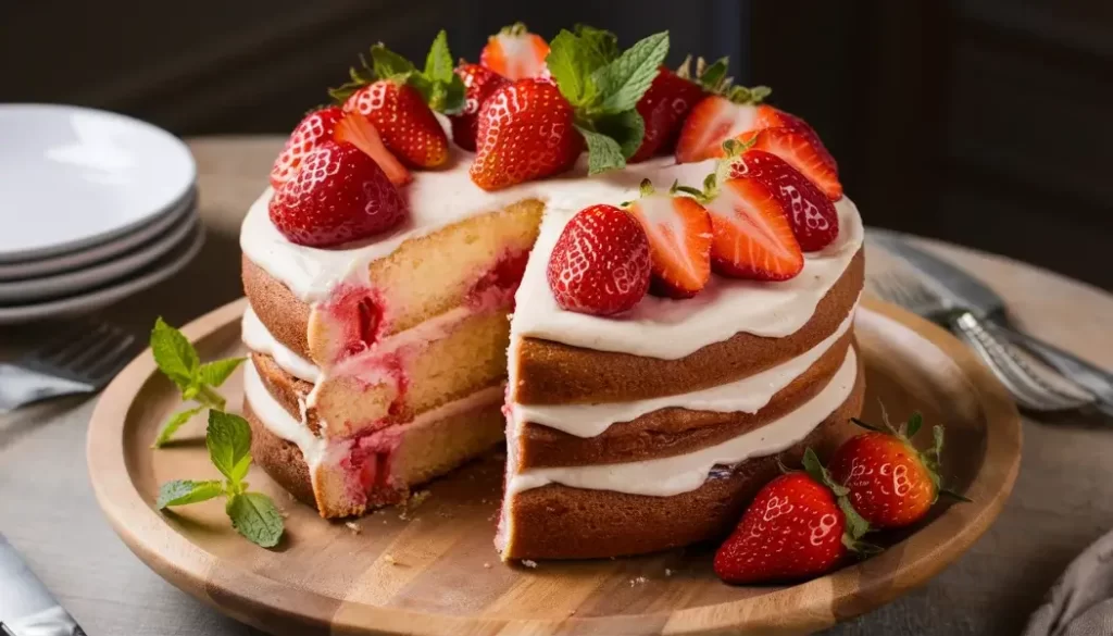 Vanilla Strawberry Naked Cake