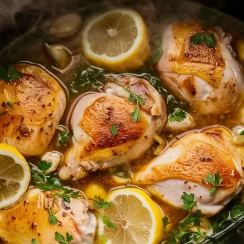 Slow Cooker Lemon Garlic Chicken