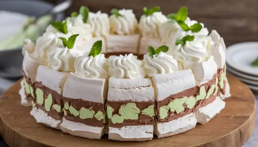 Choc-mint pull-apart pavlova