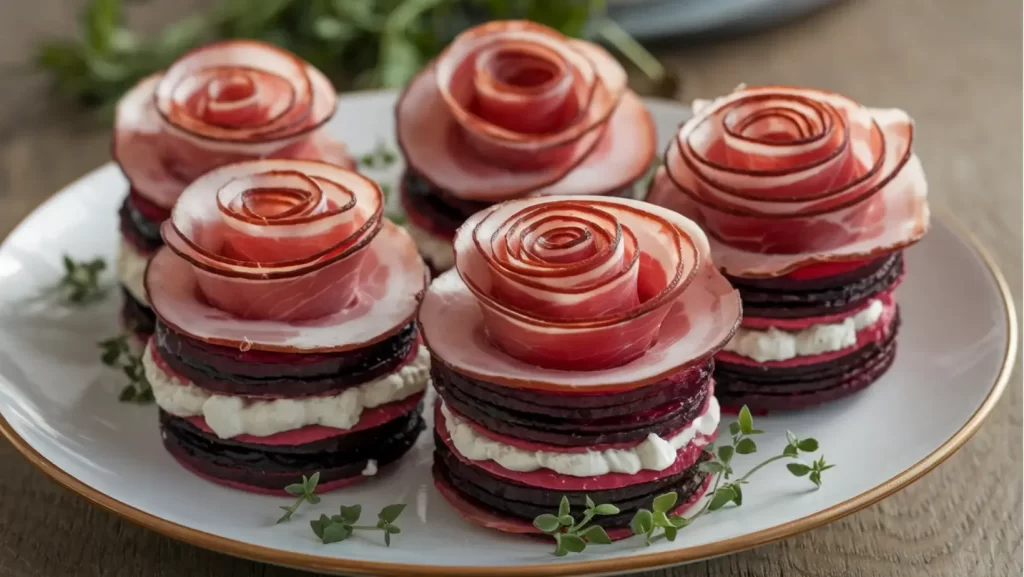 Romantic Beetroot & Prosciutto Rosettes