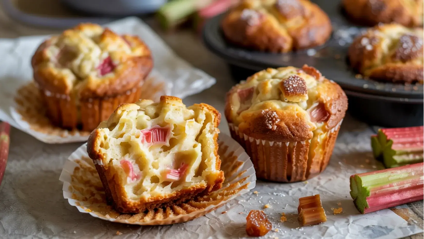 Moist Rhubarb Muffins