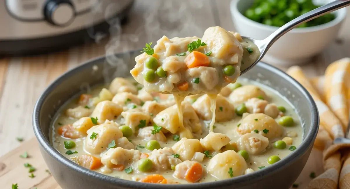 Get dinner on the table effortlessly with this Crockpot chicken and dumplings recipe.- Dinner recipes crockpot, Chicken crockpot recipes, Easy crockpot dinners