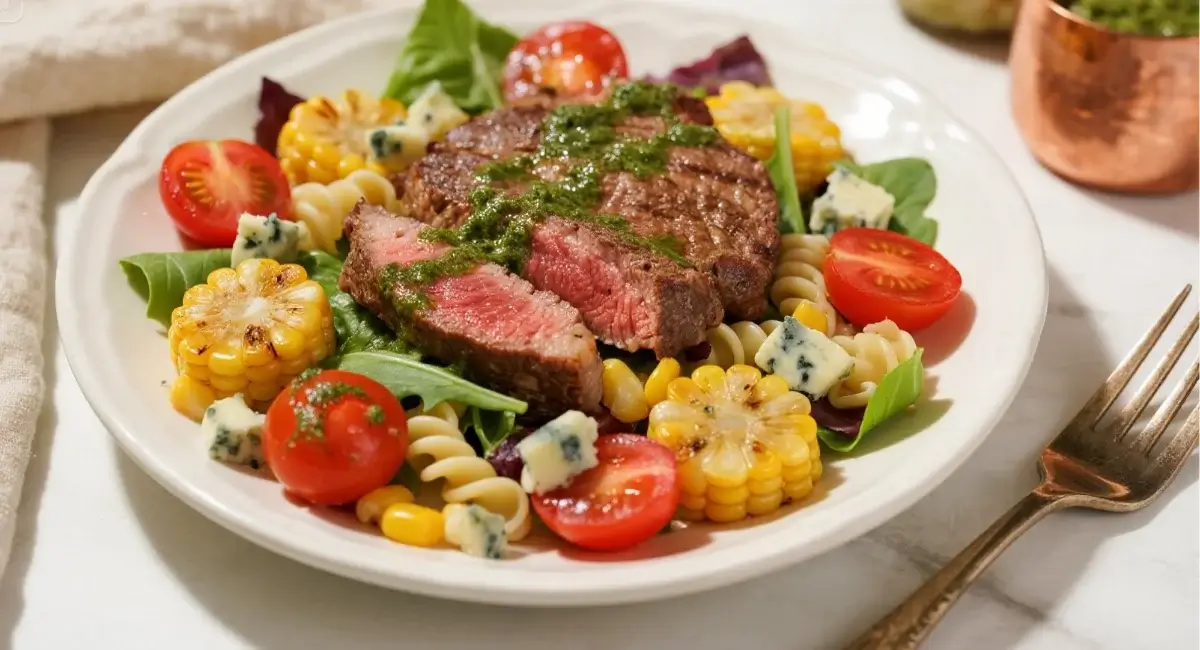 Ultimate Grilled Balsamic Steak Salad with Creamy Gorgonzola & Sweet Corn