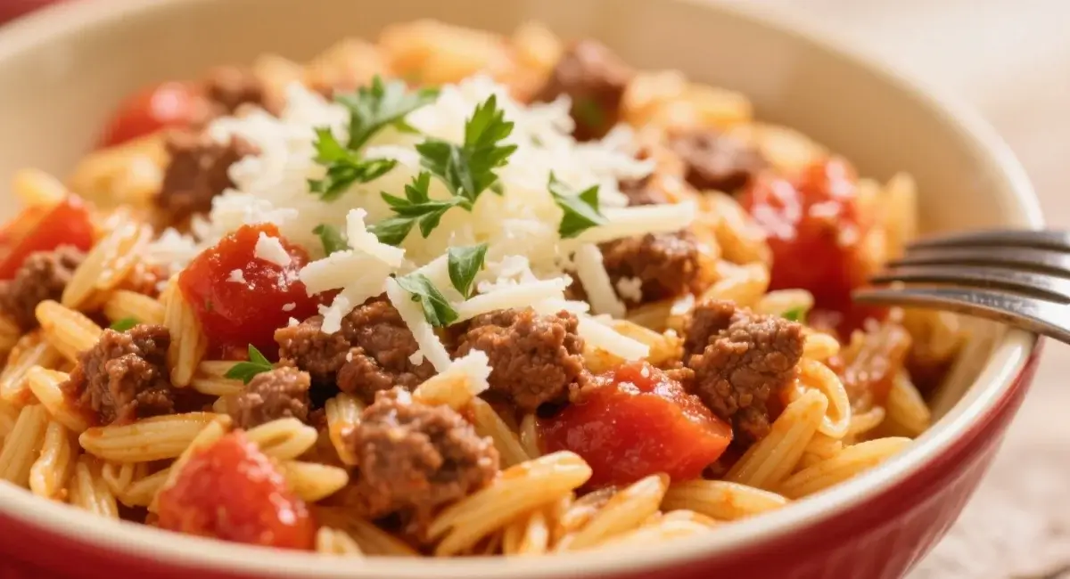 ground beef orzo