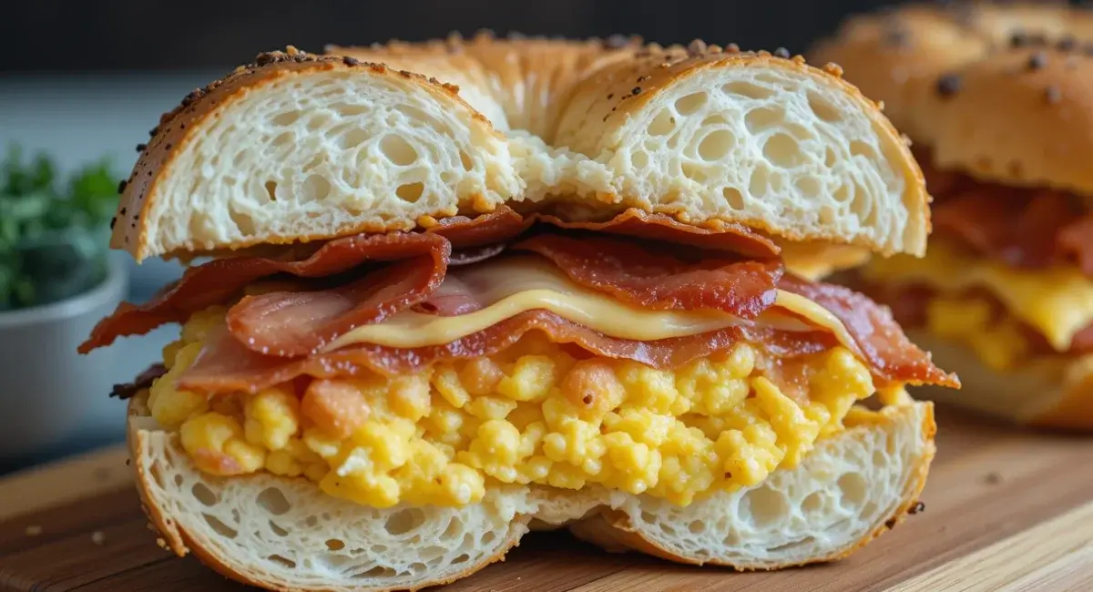 Creamy Bacon Cheddar Bagels