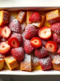 BAKED STRAWBERRIES AND CREAM FRENCH TOAST