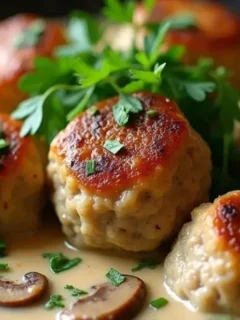 Creamy Mushroom Chicken Meatballs (30-Minutes)