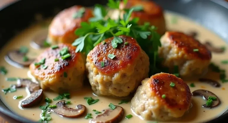 Creamy Mushroom Chicken Meatballs (30-Minutes)